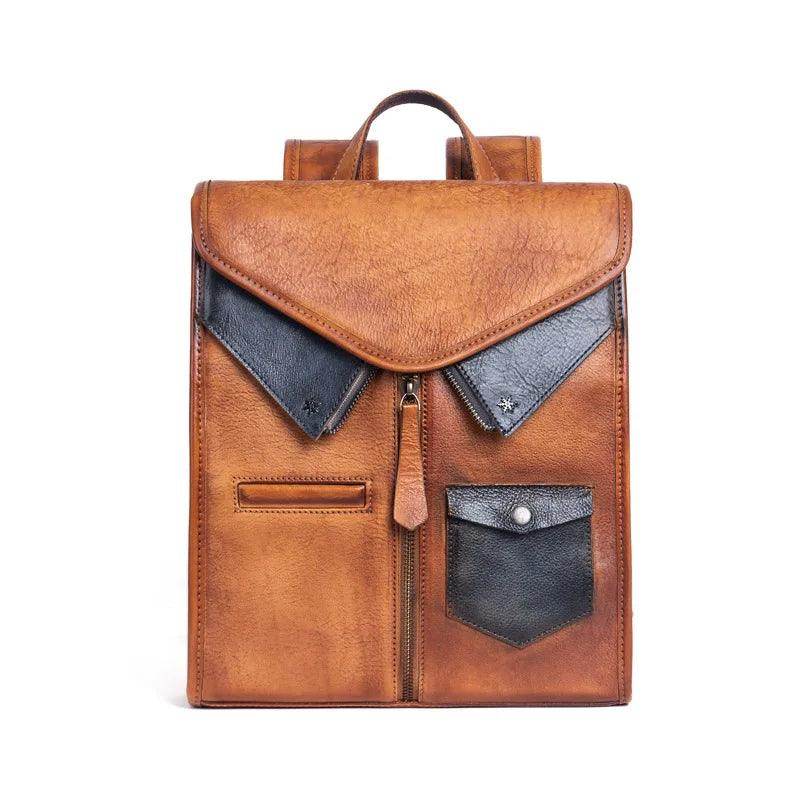 Colorful Vintage Genuine Leather Backpacks Women Travel - VacationGrabs