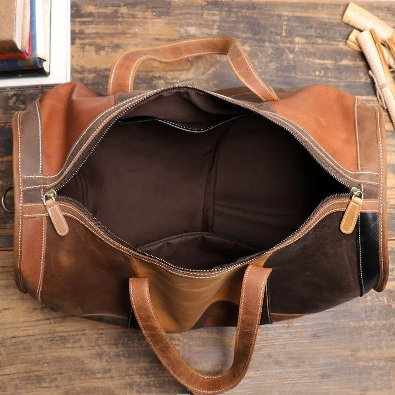 Soft Cowskin Leather Travel Duffle Bags Weekender for Men and Women - VacationGrabs