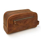 Thick Leather Clutch Bag for Men Genuine Leather Toiletry Kit Bag - VacationGrabs