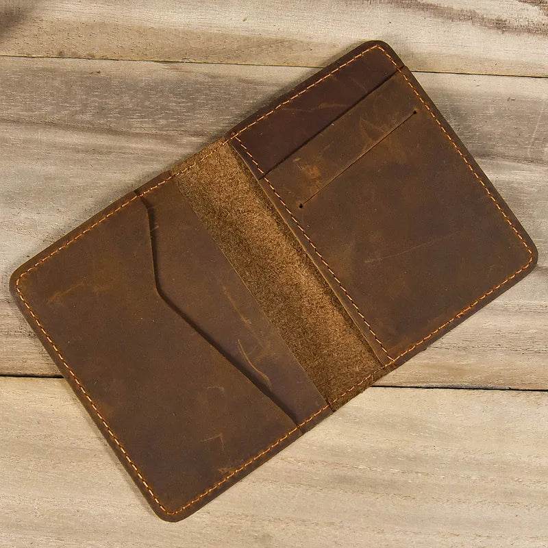 Simple Design Genuine Leather Card Holder Passport Wallet for Men - VacationGrabs