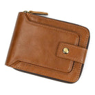Genuine Leather Short Wallet for Men & Women 2-Fold Coin Purse - VacationGrabs