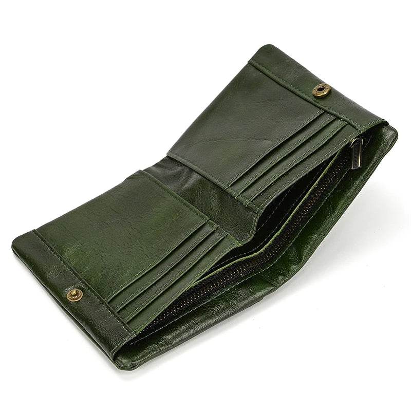 Genuine Leather Short Wallet for Men Bifold Coin Holder Card Purse - VacationGrabs