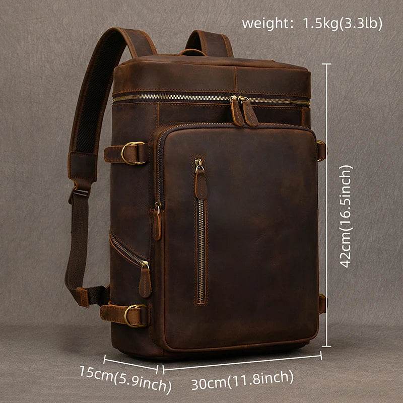 Casual Leather Backpack Crazy Horse Vintage Style for Men - VacationGrabs