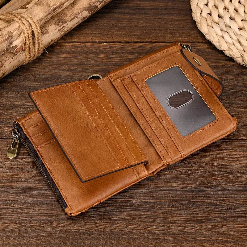 Men’s Leather Wallet with Coin Bag Clip Purse for Cards & Coins - VacationGrabs