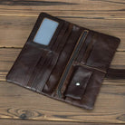 Genuine Leather Long Wallet for Men & Women Cowhide Anti-Theft Purse - VacationGrabs