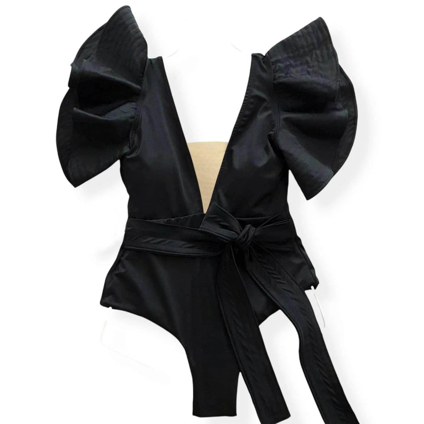 Women's Ruffle Sleeve Deep-V Bathing Suit - VacationGrabs