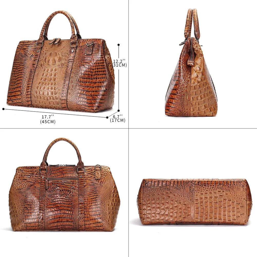 Luxury Alligator Style Leather Handbag for Men & Women Travel Bag - VacationGrabs