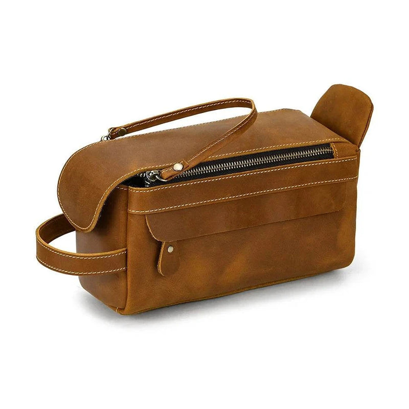Casual Men’s Leather Clutch Wallet Genuine Leather Toiletry Bag - VacationGrabs