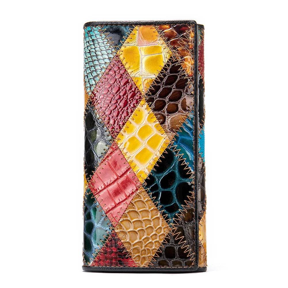 Real Cowskin Long Wallet for Women with Card Holder & Coins Pouch - VacationGrabs