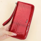 Genuine Leather Luxury Designer Women’s Wallet Red Long Purse - VacationGrabs