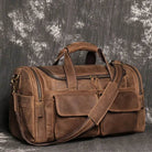 Gym Travel Bag Genuine Leather Men Large Capacity Weekend Duffle - VacationGrabs