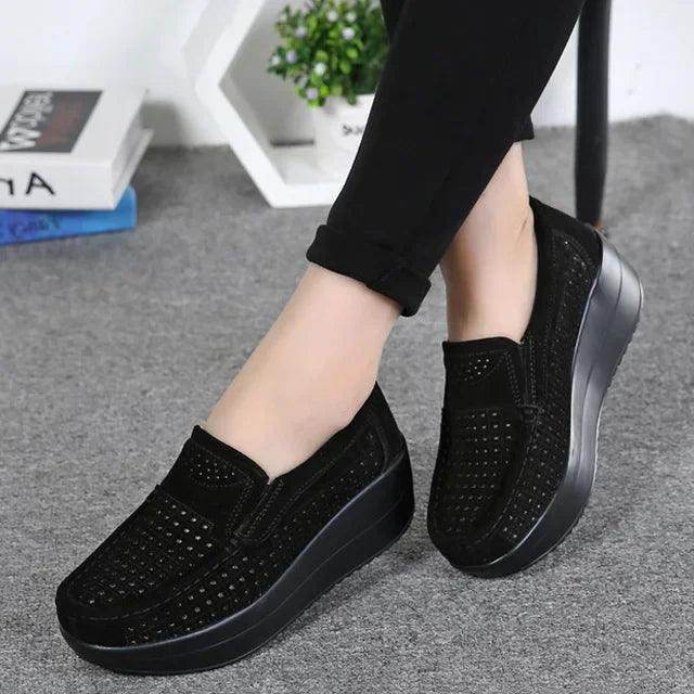 Women's Shoes - Sneakers Platform Flat Loafers Suede Leather Moccasins