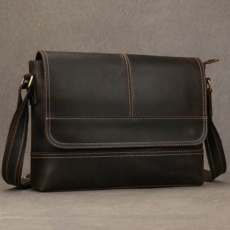 Luxury Designer Men's Messenger Bag – Genuine Leather Crossbody - VacationGrabs