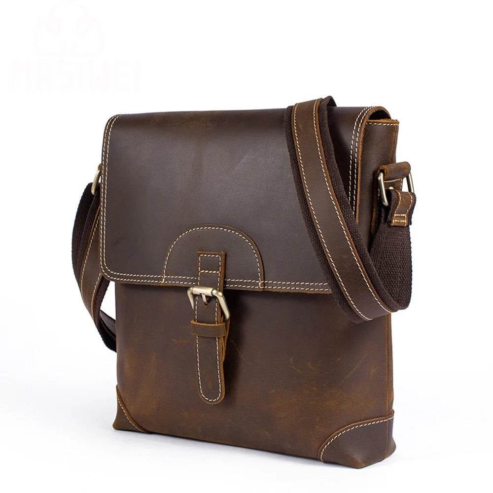 Fashion Leather Shoulder Bag Men’s Vintage Crossbody School Bag - VacationGrabs