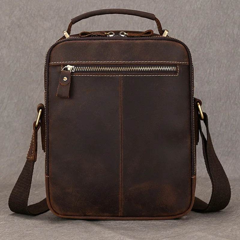 High-Quality Genuine Leather Men’s Crossbody Bag Vintage Sling Bag - VacationGrabs