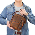 Retro Mini Leather Shoulder Bag Genuine Crossbody Sling for Men - VacationGrabs