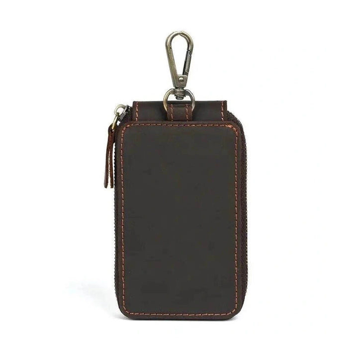 Vintage Style Leather Keychain Wallet for Car Keys & Keyring Holder - VacationGrabs