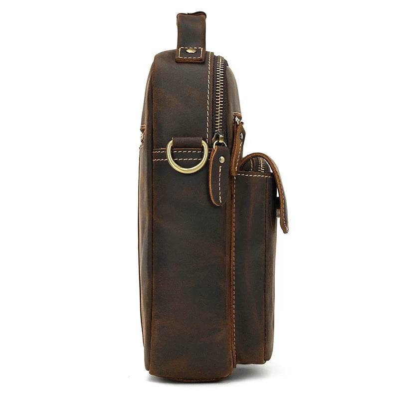 Retro Fashion Men’s Leather Handbag Genuine Shoulder Sling Bag - VacationGrabs