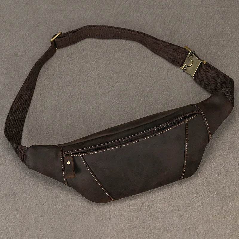 Leather Sling Bag for Outdoor Travel Men’s Chest Pack - VacationGrabs