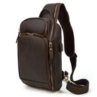 Soft Cowhide Men's Chest Bag Crossbody USB Sling Outdoor Pack - VacationGrabs
