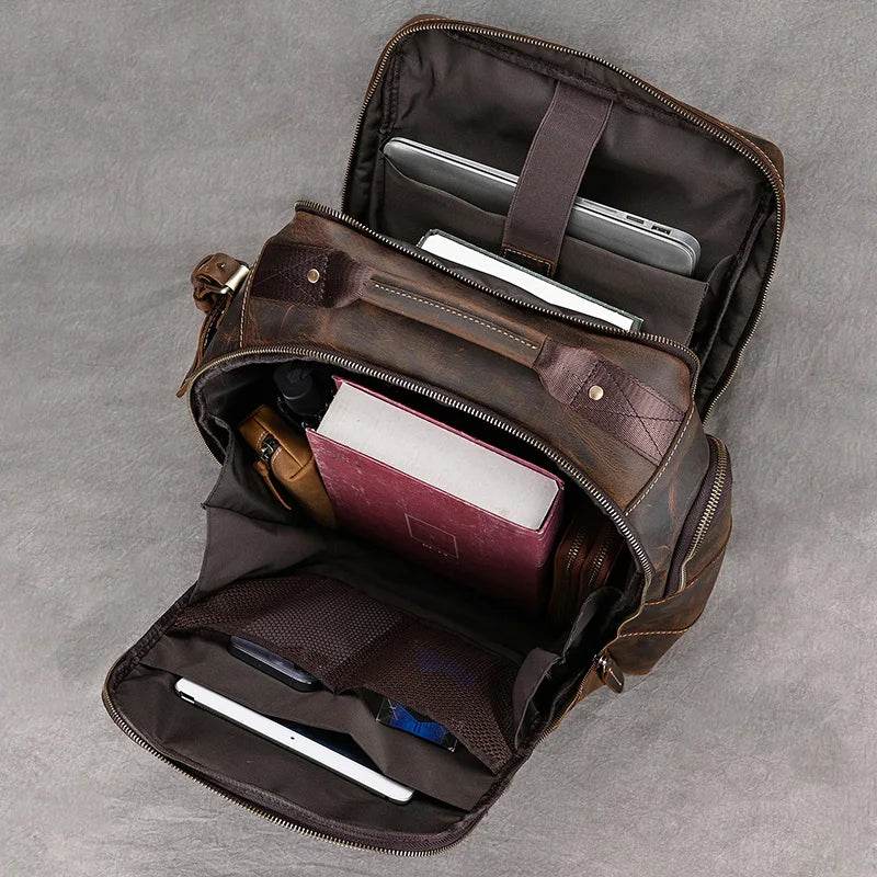 Vintage Fashion Leather Men’s Travel Backpack Luxury Daypack - VacationGrabs