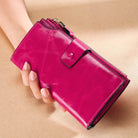 Genuine Leather Clutch Purse for Women Cowskin Dress Party Long Wallet - VacationGrabs