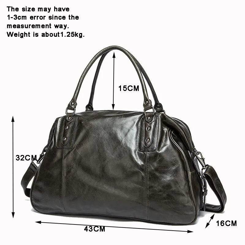 Soft Cowhide Leather Duffle Bag Large Capacity Men’s Weekend Bag - VacationGrabs
