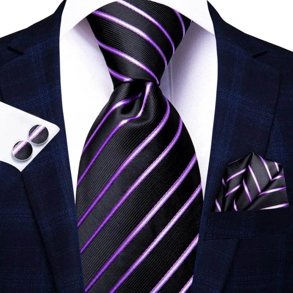 Purple Paisley Silk Tie Set for Men - VacationGrabs