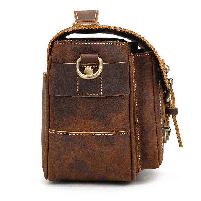 Large Leather Messenger Bag for Men Cowskin Shoulder Bag - VacationGrabs