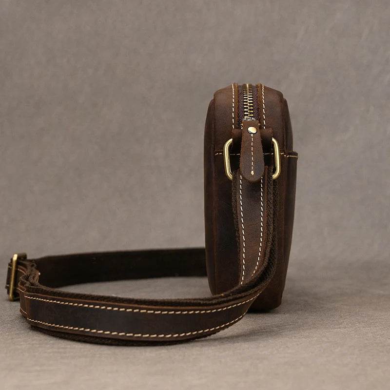 Small Men's Leather Retro Clutch Bag Casual Crossbody Fashion Bag - VacationGrabs