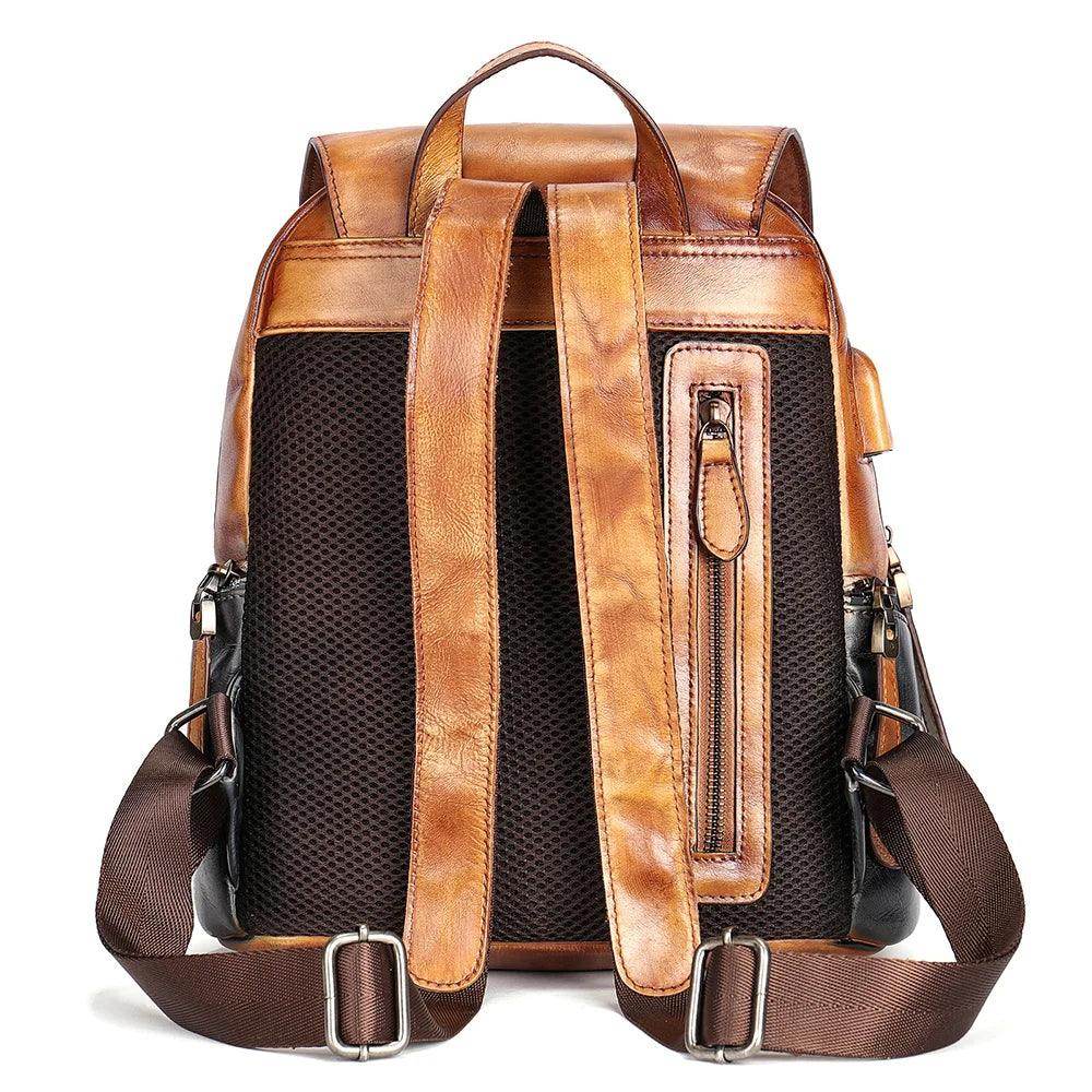 Retro Embossed Floral Backpack For Women Genuine Leather - VacationGrabs