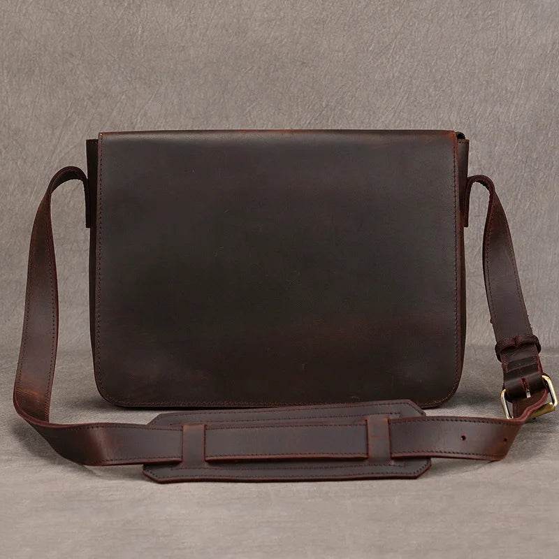Men's Leather Crossbody Bag – High Quality Crazy Horse School Bag - VacationGrabs