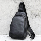 Summer Men Chest Bag Genuine Leather Crossbody Black Coffee Sling - VacationGrabs
