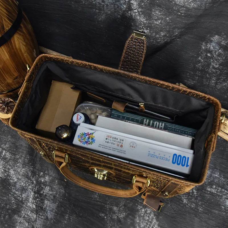 Luxury Crocodile Leather Travel Bag for Men Alligator Trolley Bag - VacationGrabs