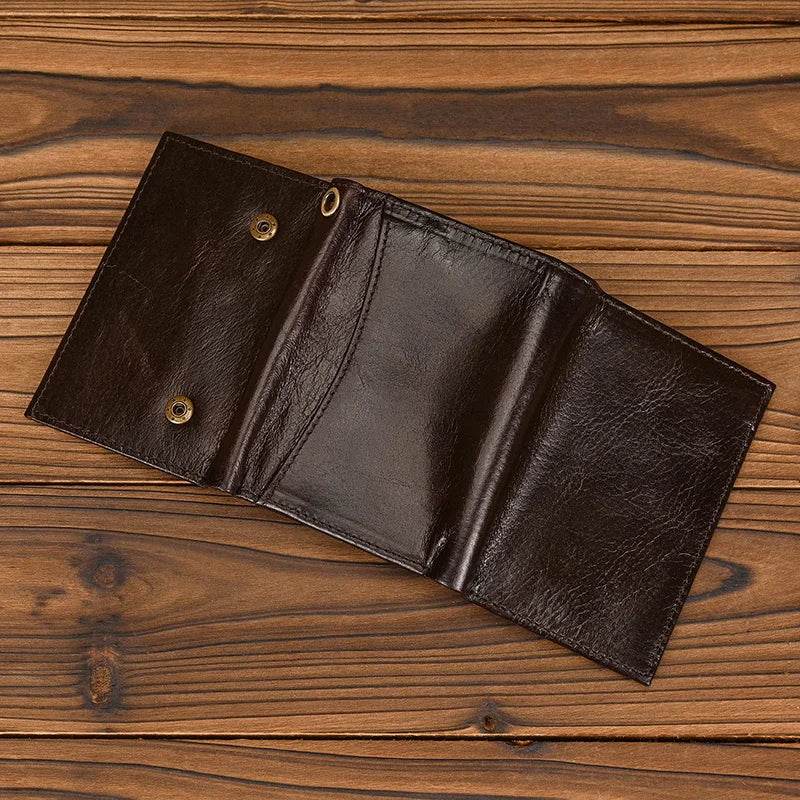 Trifold Leather Short Wallet for Men RFID Purse Multi-Function Wallet - VacationGrabs