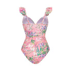 Vintage Floral One Piece Swimwear +Wrap - VacationGrabs