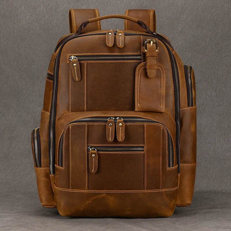 Men's Leather Backpack Retro Fashion Travel School Daypack Bag - VacationGrabs