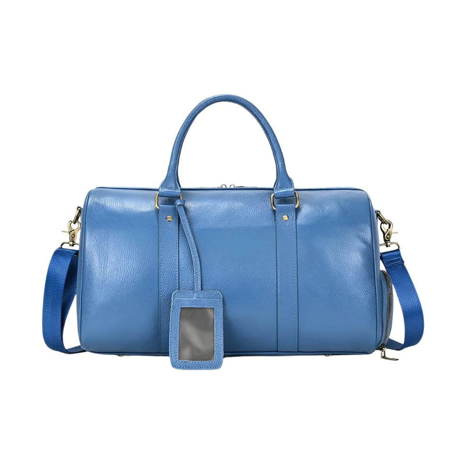 Natural Cowskin Waterproof Men’s Leather Weekend Overnight Bag - VacationGrabs