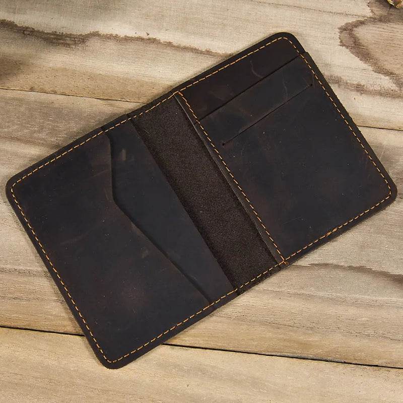 Simple Design Genuine Leather Card Holder Passport Wallet for Men - VacationGrabs