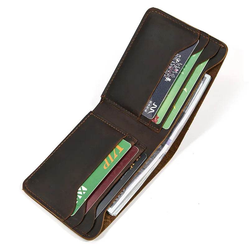 Leather Short Wallet Card Holder Bifold for Men, Women & Credit Cards - VacationGrabs