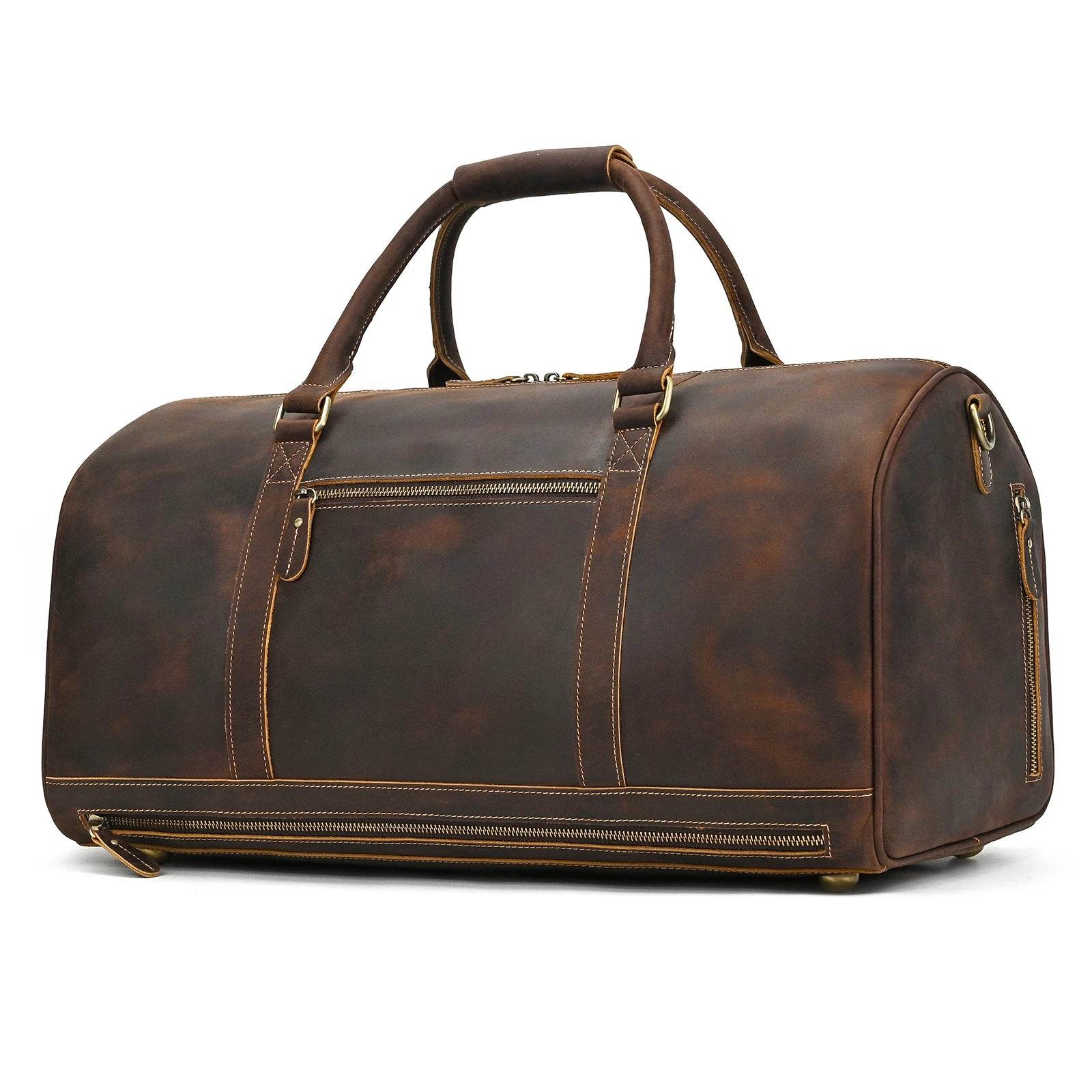 Men's Genuine Leather Travel Bag – Luggage with Shoe Compartment - VacationGrabs