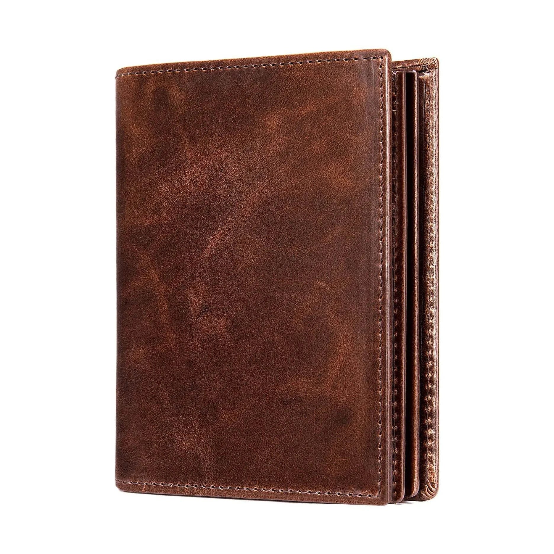 RFID Genuine Leather Travel Wallet Business Card Clip Short Purse Wallet - VacationGrabs