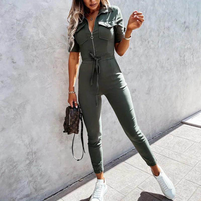 Bodycon Cropped Leg Jumpsuit Romper - VacationGrabs