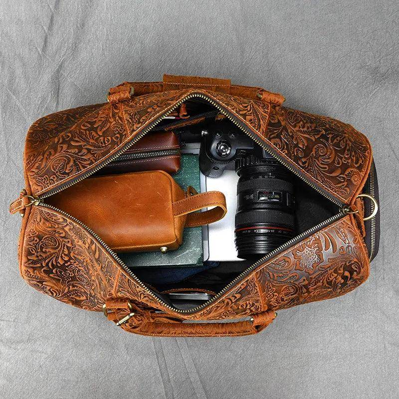 Duffel Bag for Men Crazy Horse Leather - VacationGrabs
