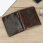 Genuine Leather Short Wallet for Men Bifold Coin Holder Card Purse - VacationGrabs