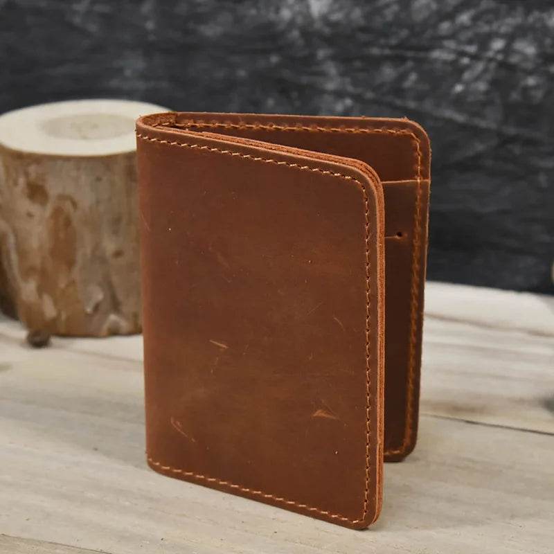 Simple Design Genuine Leather Card Holder Passport Wallet for Men - VacationGrabs