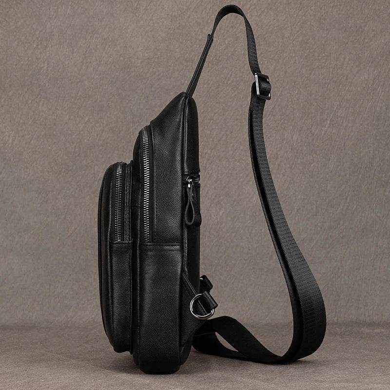 Summer Outdoor Leather Sling Chest Bag for Men - VacationGrabs