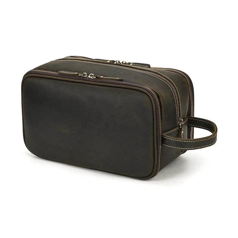 Leather Cosmetic Bag Toiletries Organizer Luxury Clutch for Men & Women - VacationGrabs