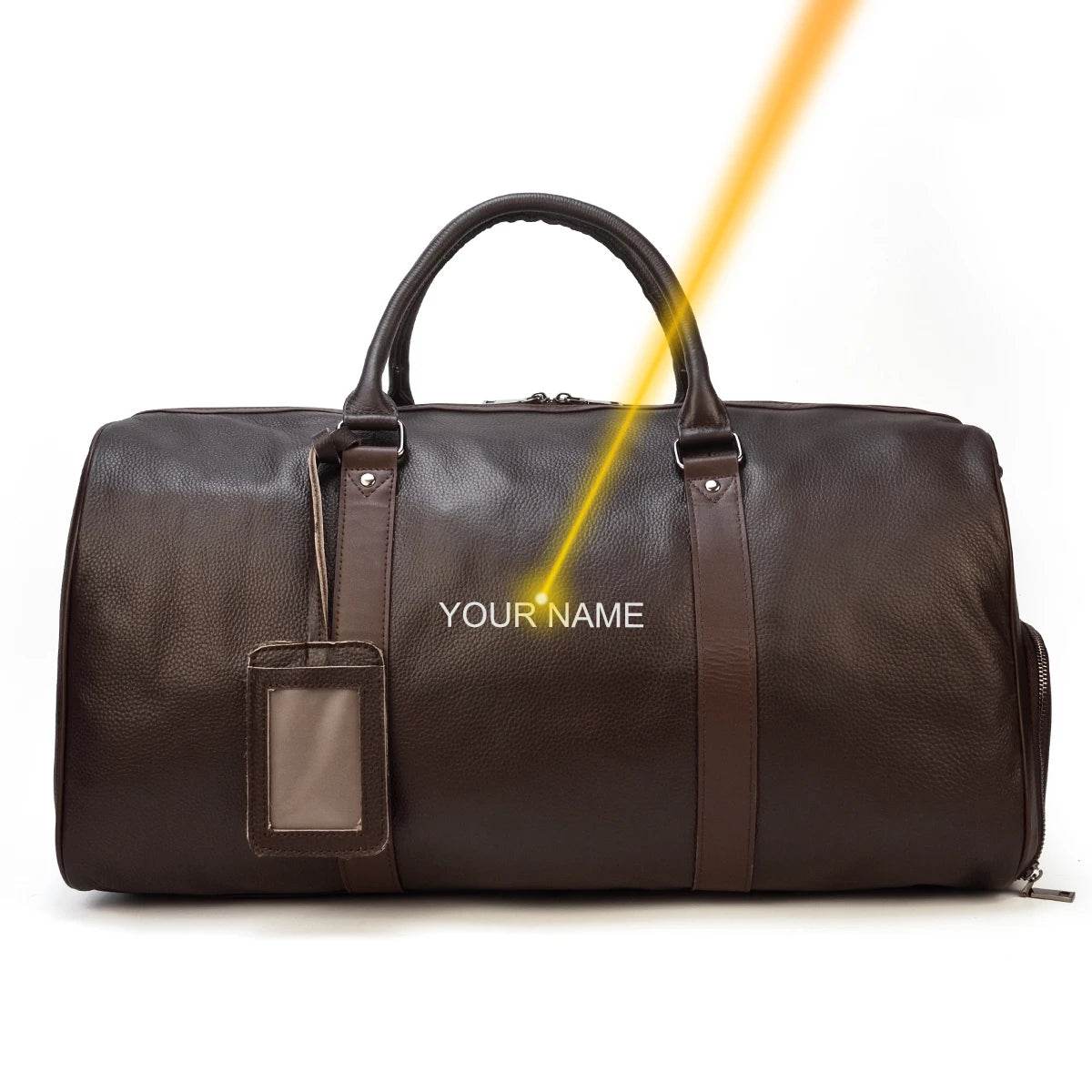 Natural Cowskin Waterproof Men’s Leather Weekend Overnight Bag - VacationGrabs