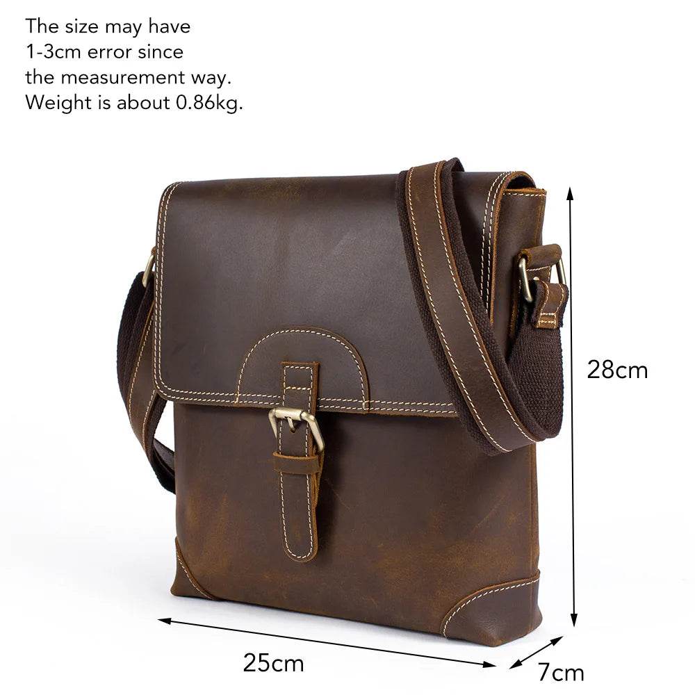 Fashion Leather Shoulder Bag Men’s Vintage Crossbody School Bag - VacationGrabs
